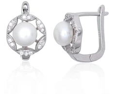 Diamond Sky Jewelry Sidabriniai auskarai su cirkoniais ir perlais „Marielle IV“