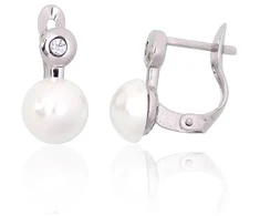 Diamond Sky Jewelry Sidabriniai auskarai su cirkoniais ir perlais „Galos II“