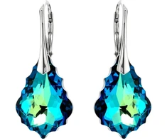Diamond Sky Jewelry Sidabriniai auskarai „Baroque V (Bermuda Mėlyna)“ su Swarovski® kristalais