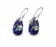 Diamond Sky Jewelry Sidabriniai auskarai moterims DiamondSky „Baroque (Tanzanite AB)„ su Swarovski kristalais
