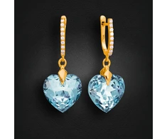 Diamond Sky Jewelry Sidabriniai auskarai „Romantic Heart III (Aquamarine Mėlyna)“ su Swarovski® kristalais