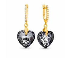 Diamond Sky Jewelry Sidabriniai auskarai „Romantic Heart III (Sidabrinis Night)“ su Swarovski® kristalais