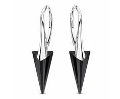 Diamond Sky Jewelry Sidabriniai auskarai „Spike II (Jet)“ su Swarovski® kristalais