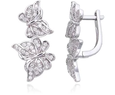 Diamond Sky Jewelry Sidabriniai auskarai su cirkoniais „Celestial Butterflies VII“