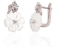 Diamond Sky Jewelry Sidabriniai auskarai su cirkoniais ir perlamutru „Silk Tango II“
