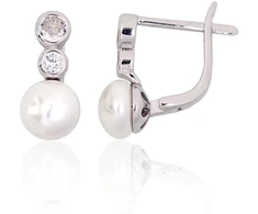 Diamond Sky Jewelry Sidabriniai auskarai su cirkoniais ir perlais „Galos X“