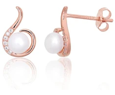 Diamond Sky Jewelry Sidabriniai auskarai su cirkoniais ir perlais „Pearl Muse III“