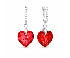 Diamond Sky Jewelry Sidabriniai auskarai „Romantic Heart III R (Light Siam)“ su Swarovski® kristalais