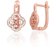 Diamond Sky Jewelry Sidabriniai auskarai su cirkoniais „Akmeninė Gėlė V“