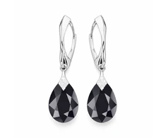 Diamond Sky Jewelry Sidabriniai auskarai „Moon Shine (Jet)“ su Swarovski® kristalais