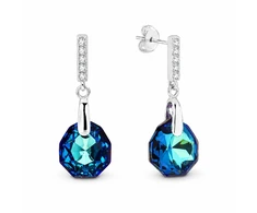 Diamond Sky Jewelry Sidabriniai auskarai „Calathea (Bermuda Mėlyna)“ su Swarovski® kristalais