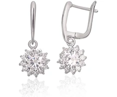Diamond Sky Jewelry Sidabriniai auskarai su cirkoniais „Akmeninė Gėlė VIII“