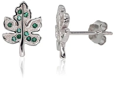 Diamond Sky Jewelry Sidabriniai auskarai-vinukai su cirkoniais „Maple Leaf II“