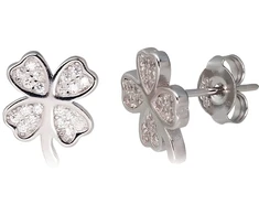 Diamond Sky Jewelry Sidabriniai auskarai-vinukai su cirkoniais „Clover“