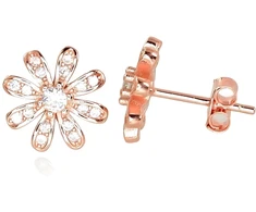 Diamond Sky Jewelry Sidabriniai auskarai-vinukai su cirkoniais „Auksinė Gėlė X“