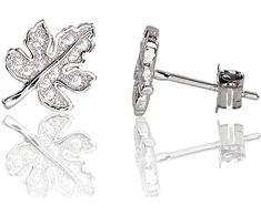 Diamond Sky Jewelry Sidabriniai auskarai-vinukai su cirkoniais „Maple Leaf III“