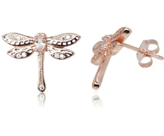 Diamond Sky Jewelry Sidabriniai auskarai-vinukai su cirkoniais „Auksinis Drugelis III“