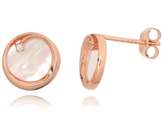 Diamond Sky Jewelry Sidabriniai auskarai-vinukai su cirkoniais ir perlamutru „Moonlit Cluster II“