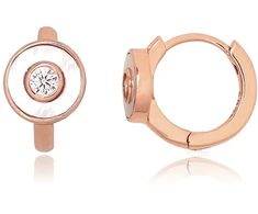 Diamond Sky Jewelry Sidabriniai auskarai-žiedai su cirkoniais ir perlamutru „Moonrise II“