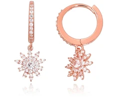 Diamond Sky Jewelry Sidabriniai auskarai-žiedai su cirkoniais „Snowflakes“