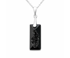 Diamond Sky Jewelry Sidabrinis kaklo papuošalas moterims DiamondSky „Growing Crystal II (Jet)“ su Swarovski kristalais