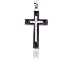 Diamond Sky Jewelry Sidabrinis kryželis su cirkoniais ir emaliu „Eclipse Cross“