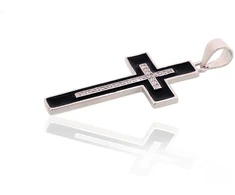 Diamond Sky Jewelry Sidabrinis kryželis su cirkoniais ir emaliu „Eclipse Cross“