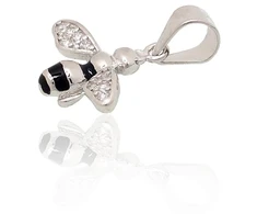Diamond Sky Jewelry Sidabrinis pakabukas su cirkoniais ir emaliu „Pchelka“
