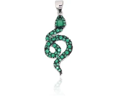 Diamond Sky Jewelry Sidabrinis pakabukas su cirkoniais „Smaragdinė Gyvatė“