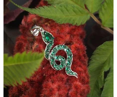 Diamond Sky Jewelry Sidabrinis pakabukas su cirkoniais „Smaragdinė Gyvatė“