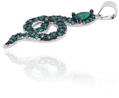 Diamond Sky Jewelry Sidabrinis pakabukas su cirkoniais „Smaragdinė Gyvatė“