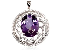 Diamond Sky Jewelry Sidabrinis pakabukas su cirkoniais ir ametistais „Attraction“