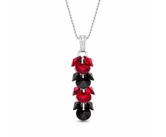Diamond Sky Jewelry Sidabrinis pakabukas „Flamenco (Scarlet / Jet)“ su Swarovski® kristalais