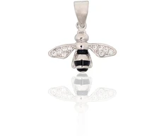Diamond Sky Jewelry Sidabrinis pakabukas su cirkoniais ir emaliu „Pchelka“