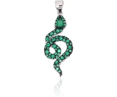 Diamond Sky Jewelry Sidabrinis pakabukas su cirkoniais „Smaragdinė Gyvatė“