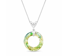 Diamond Sky Jewelry Sidabrinis pakabukas „Cosmic Ring (Luminous Žalias)“ su Swarovski® kristalais