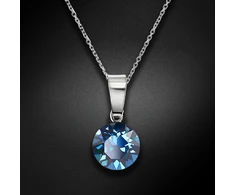 Diamond Sky Jewelry Sidabrinis pakabukas „Classic (Bermuda Mėlyna)“ su Swarovski® kristalais