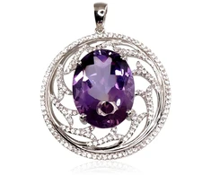 Diamond Sky Jewelry Sidabrinis pakabukas su cirkoniais ir ametistais „Attraction“