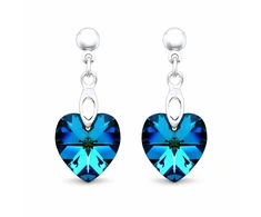 Diamond Sky Jewelry Sidabrinis papuošalų rinkinys „Romantic Heart II“ (Bermuda Mėlyna) iš 925 prabos sidabro su Swarovski kristalais