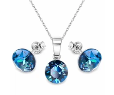 Diamond Sky Jewelry Sidabrinis papuošalų rinkinys moterims „Classic (Bermuda Mėlyna)“ su Swarovski® kristalais