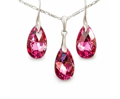 Diamond Sky Jewelry Sidabrinis papuošalų rinkinys moterims DiamondSky „Baroque (Rose Comet Argent Light)“ su Swarovski kristalais