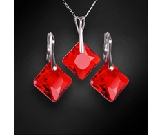 Diamond Sky Jewelry Sidabrinis papuošalų rinkinys moterims „Shimmer (Light Siam)“ su Swarovski® kristalais