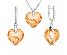 Diamond Sky Jewelry Sidabrinis papuošalų rinkinys moterims „Romantic Heart III R (Light Colorado Topaz)“ su Swarovski® kristalais