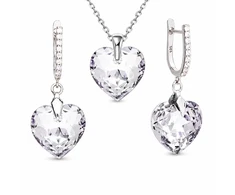 Diamond Sky Jewelry Sidabrinis papuošalų rinkinys moterims DiamondSky „Romantic Heart III R“ su Swarovski kristalais