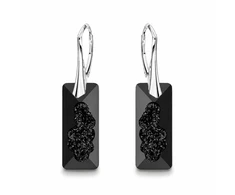 Diamond Sky Jewelry Sidabrinis papuošalų rinkinys moterims DiamondSky „Growing Crystal II (Jet)“ su Swarovski kristalais