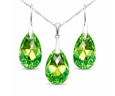 Diamond Sky Jewelry Sidabrinis papuošalų rinkinys moterims „Baroque (Peridot AB)“ su Swarovski® kristalais