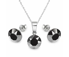 Diamond Sky Jewelry Sidabrinis papuošalų rinkinys moterims DiamondSky „Classic (Jet Hematite)“ su Swarovski kristalais