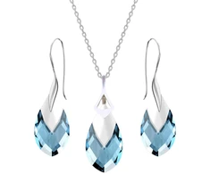 Diamond Sky Jewelry Sidabrinis papuošalų rinkinys moterims „Baroque II (Aquamarine Light Chrome)“ su Swarovski® kristalais