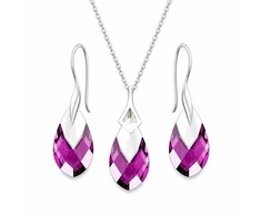 Diamond Sky Jewelry Sidabrinis papuošalų rinkinys moterims DiamondSky „Baroque II (Amethyst Light Chrome)“ su Swarovski kristalais