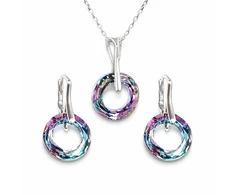 Diamond Sky Jewelry Sidabrinis papuošalų rinkinys moterims DiamondSky „Cosmic Ring (Vitrail Light)“ su Swarovski kristalais